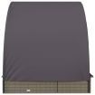 2-Person Sunbed with Round Roof Grey 211x112x140 cm Poly Rattan