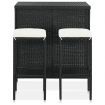 3 Piece Bar Set Poly Rattan Black