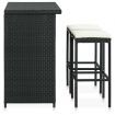 3 Piece Bar Set Poly Rattan Black