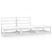 3 Piece Garden Lounge Set White Solid Pinewood