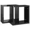 Wall Cube Shelves 2 pcs High Gloss Black 30x15x30 cm