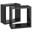 Wall Cube Shelves 2 pcs High Gloss Black 30x15x30 cm