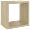 Wall Cube Shelves 4 pcs White and Sonoma Oak 22x15x22 cm