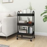 3-Tier Trolley Black 43x34x79 cm Steel