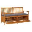 Storage Bench with Cushion 148 cm Solid Wood Acacia