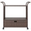 Bar Cart with Drawer Brown 100x45x97 cm Poly Rattan