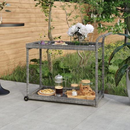 Bar Cart Grey 100x45x83 cm Poly Rattan