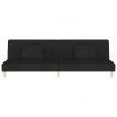 2-Seater Sofa Bed with Two Pillows Black Fabric