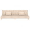 2-Seater Sofa Bed with Two Pillows Cream Fabric