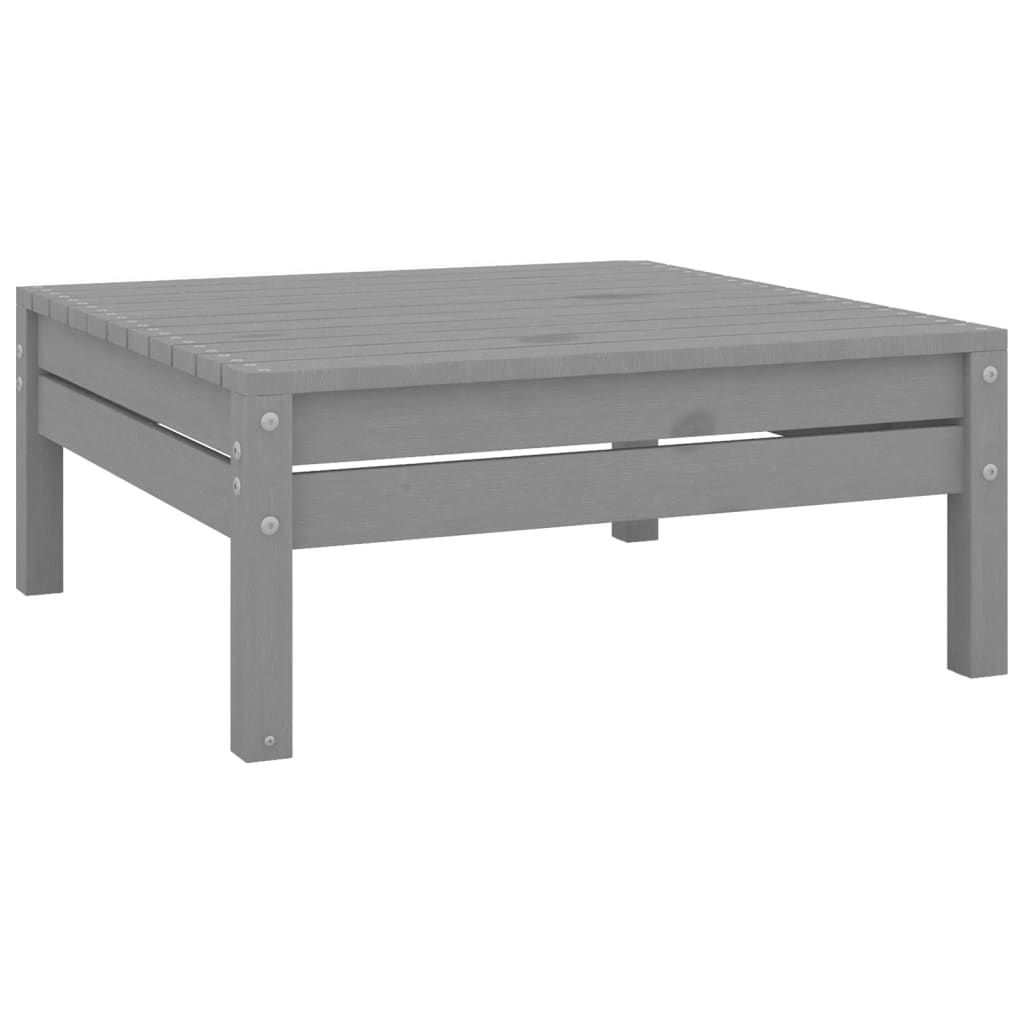 Garden Footstool Grey Solid Pinewood