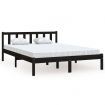 Bed Frame Black Solid Wood Pine 153x203 cm Queen Size