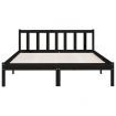 Bed Frame Black Solid Wood Pine 153x203 cm Queen Size