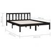 Bed Frame Black Solid Wood Pine 153x203 cm Queen Size