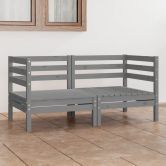 Garden 2-Seater Sofa Grey Solid Wood Pine