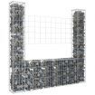 U-shape Gabion Basket with 2 Posts Iron 140x20x150 cm