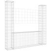 U-shape Gabion Basket with 2 Posts Iron 140x20x150 cm