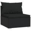 4-Seater Sofa with Cushions Black Poly Rattan