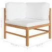 2-Seater Garden Sofa with Cream Cushions Solid Wood Teak