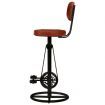 Bar Stools 2 pcs Black and Brown Real Goat Leather