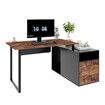 Computer Office Desk Bookcase Laptop Study Writing Table Bookshelf Workstation Shelving Storage Unit Modern with Drawers Shelves