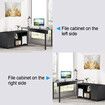 Computer Office Desk Study Bookcase Black Writing Study Laptop Table Bookshelf Workstation Storage Shelves Detachable Cabinet