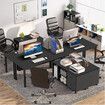 Computer Office Desk Study Bookcase Black Writing Study Laptop Table Bookshelf Workstation Storage Shelves Detachable Cabinet