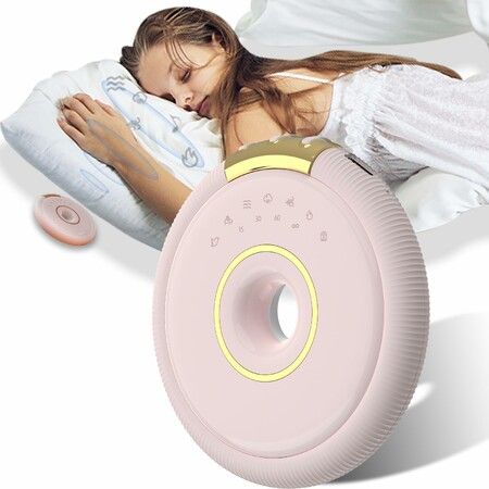 White Noise Machine,Bluetooth Pillow Speaker,Bone Conduction Sound Machine for Sleeping,Portable Sound Machine for Adults and Baby,Rechargeable,Timer,7 Non-looping Sounds for Travel and Gift (Pink)