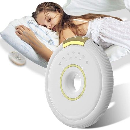 White Noise Machine,Bluetooth Pillow Speaker,Bone Conduction Sound Machine for Sleeping,Portable Sound Machine for Adults and Baby,Rechargeable,Timer,7 Non-looping Sounds for Travel and Gift (White)