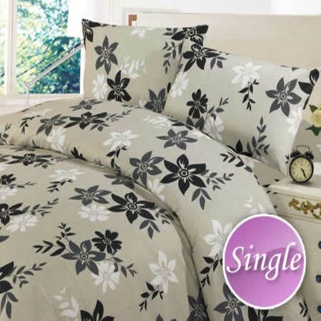 Single Sized Bed Quilt Cover / Pillowcase Set - Floral Breeze Design 180TC