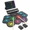 9 Pads Electronic Drum Set USB POWERED Roll-Up Drum Practice Pad Drum Kit with Headphone Jack Built-in Speaker Drum Pedals Drum Sticks Colorful