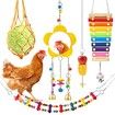 5 Packs Chicken Toys, Chicken Xylophone hens, Chicken Mirror Toys, Chicken Ladders Swing Toys and Vegetable Hanging Feeder Chicken Coop Accessories