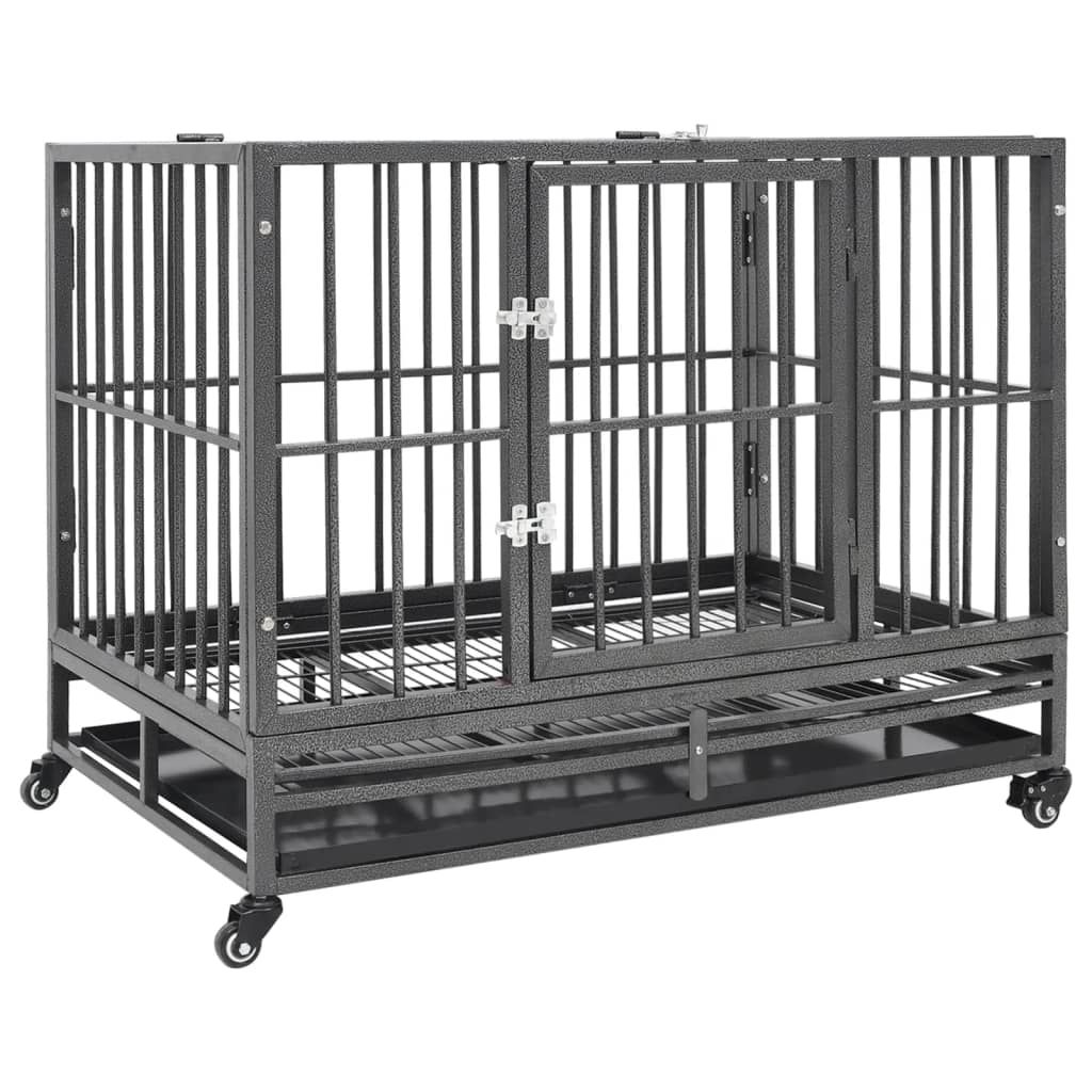 Dog Cage with Wheels Steel 92x62x76 cm