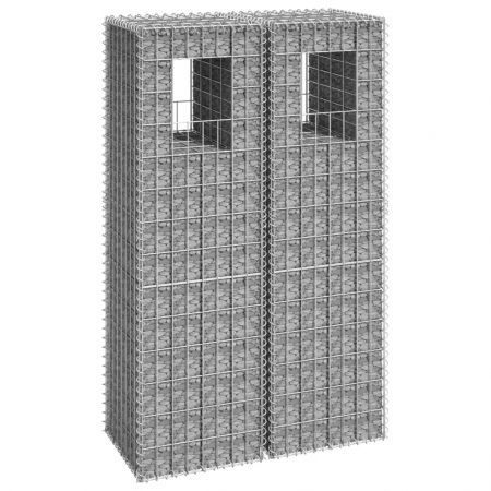 Gabion Basket Posts 2 pcs 40x40x140 cm Iron