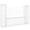 U-shape Gabion Basket with 2 Posts Iron 140x20x100 cm