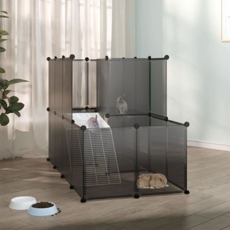 Small Animal Cage Black 142x74x93 cm PP and Steel