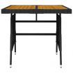Garden Table Black 70x70x72 cm Poly Rattan & Solid Acacia Wood