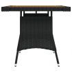 Garden Table Black 70x70x72 cm Poly Rattan & Solid Acacia Wood