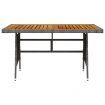 Garden Table Grey 130x70x72 cm Poly Rattan & Solid Acacia Wood