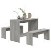 3 Piece Dining Set Grey Sonoma Engineered Wood