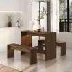 3 Piece Dining Set Brown Oak Engineered Wood