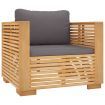 Garden Sofa Chair with Dark Grey Cushions Solid Wood Teak