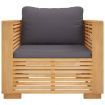 Garden Sofa Chair with Dark Grey Cushions Solid Wood Teak