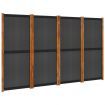 4-Panel Room Divider Black 280x180 cm