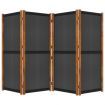 4-Panel Room Divider Black 280x180 cm