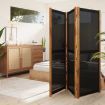 3-Panel Room Divider Black 210x180 cm