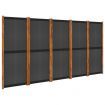 5-Panel Room Divider Black 350x180 cm