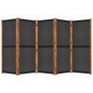 5-Panel Room Divider Black 350x180 cm