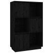 Highboard Black 74x35x117 cm Solid Wood Pine