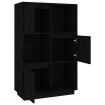 Highboard Black 74x35x117 cm Solid Wood Pine