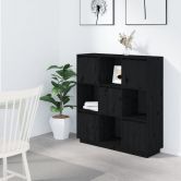 Highboard Black 110.5x35x117 cm Solid Wood Pine